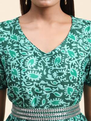 Growish Green Sequance Embroidery and Digital Printed with Belt Anarkali Gown 5