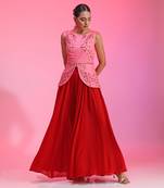 Resham Work Pink Red Set