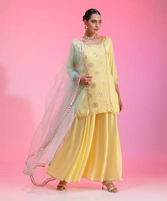 Zari And Sequin Lemon Sharara 1