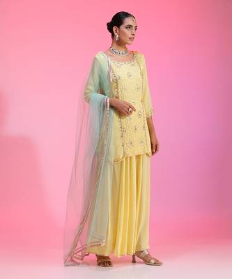 Zari And Sequin Lemon Sharara 2