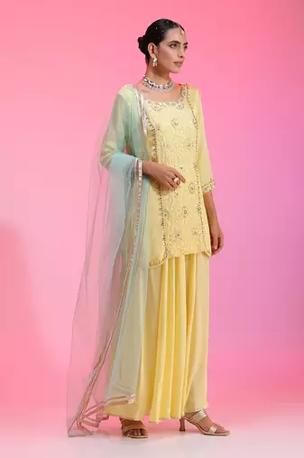 Zari And Sequin Lemon Sharara