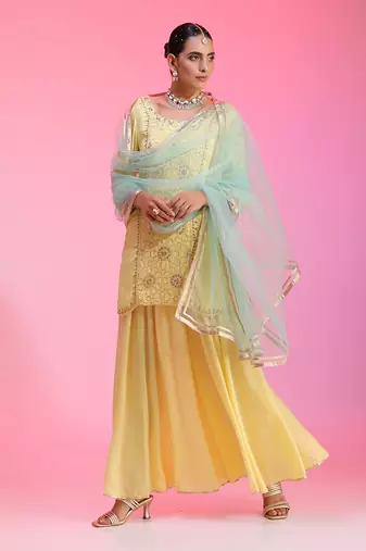 Zari And Sequin Lemon Sharara