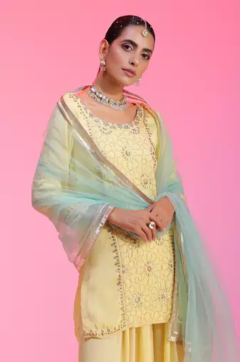 Zari And Sequin Lemon Sharara