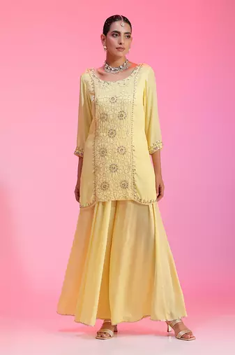 Zari And Sequin Lemon Sharara