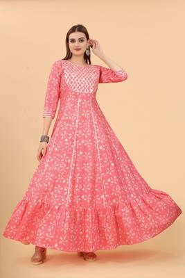 Growish Goitapatti work Printed Stylish Anarkali Gown 1