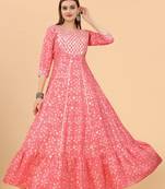 Growish Goitapatti work Printed Stylish Anarkali Gown