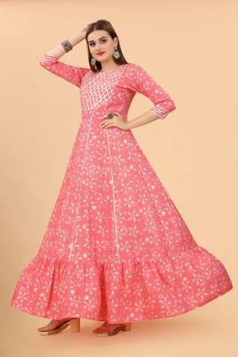 Growish Goitapatti work Printed Stylish Anarkali Gown 2