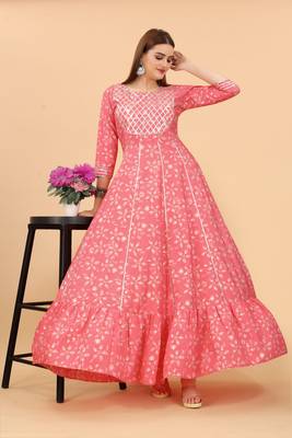 Growish Goitapatti work Printed Stylish Anarkali Gown 4