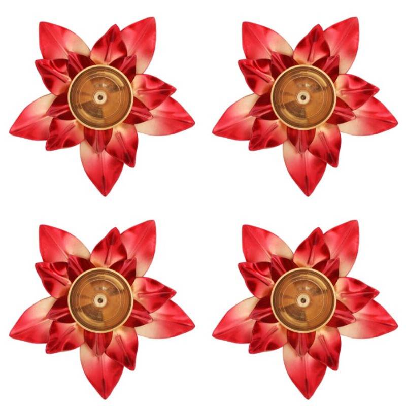 BulkySanta Brass Lotus Diya Big with Copper Petals (Size 5" x 5" x 2") (4)
