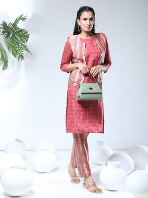 Growish Peach Print with Koit Designer Kurta Set 1