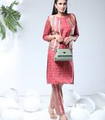 Growish Peach Print with Koit Designer Kurta Set
