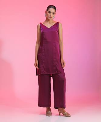 Purple Pleated Zardozi Co-Ord Set 4