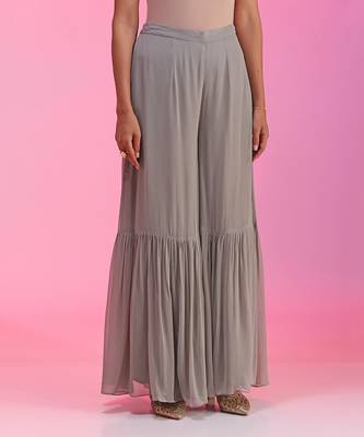 Resham And Gotta Grey Orange Sharara Set 7