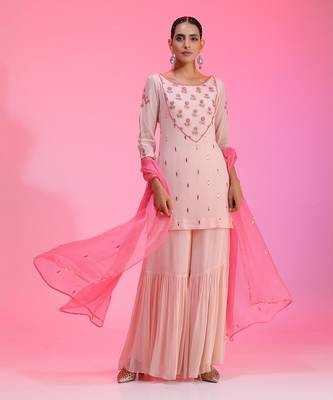 Resham And Gotta Pink Sharara Set 1