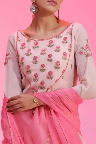 Resham And Gotta Pink Sharara Set