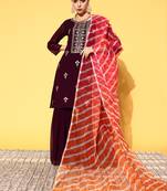 Wine embroidered georgette salwar