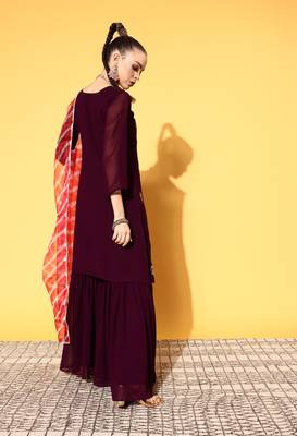 Wine embroidered georgette salwar 2