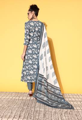 Grey floral print cotton salwar 2