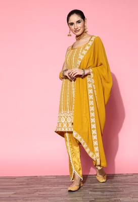 Mustard chikankari georgette salwar 1