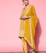 Mustard chikankari georgette salwar