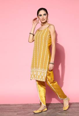 Mustard chikankari georgette salwar 3