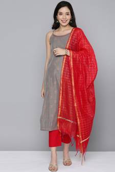 Grey woven chanderi salwar