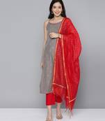 Grey woven chanderi salwar
