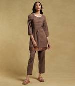Brown Striped Kurta With Pant by RITU KUMAR