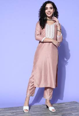 Peach chikankari chiffon salwar 1