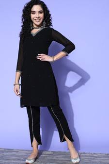 Black sequins georgette salwar