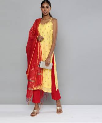 Yellow woven chanderi salwar 1