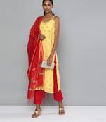 Yellow woven chanderi salwar