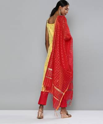 Yellow woven chanderi salwar 2