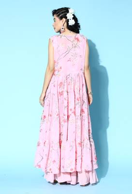 Pink embroidered georgette salwar 2