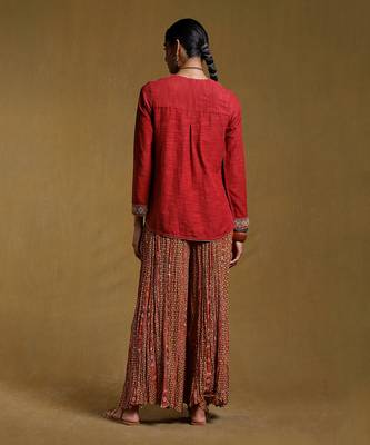 Red Viscose Embroidered Palazzo Co-ord Set 4