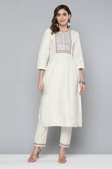 Off-white sequins cotton salwar