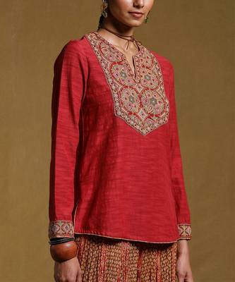 Red Viscose Embroidered Palazzo Co-ord Set 5