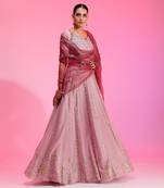 Mauve Pitta Work Lehenga Set
