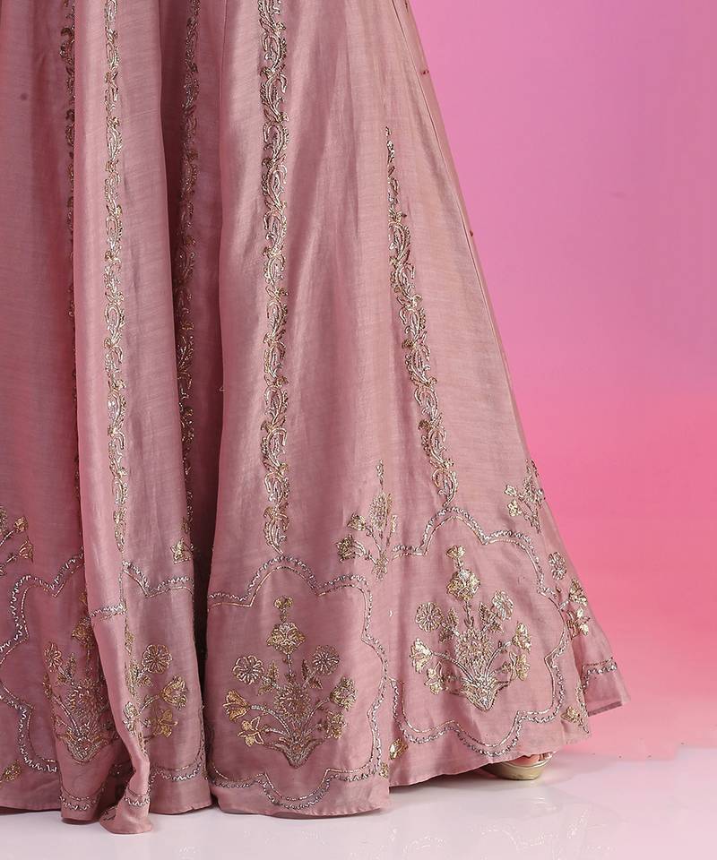 Mauve Pitta Work Lehenga Set