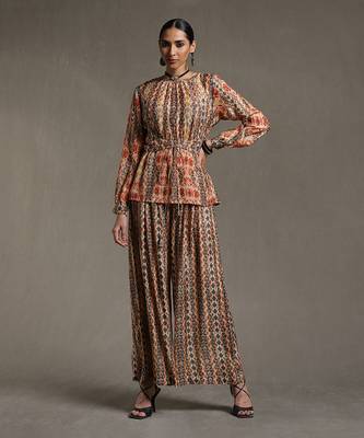 Multicolor Printed Kurti With Palazzo Co-ord Set by RITU KUMAR 1