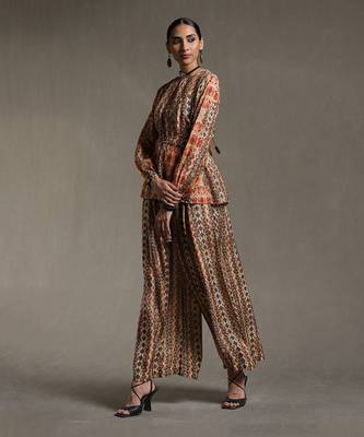 Multicolor Printed Kurti With Palazzo Co-ord Set by RITU KUMAR 2