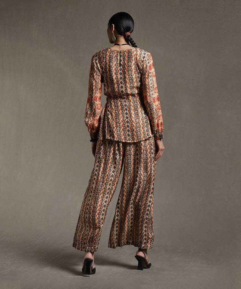 Multicolor Printed Kurti With Palazzo Co-ord Set by RITU KUMAR