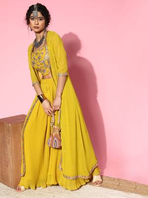 Lemon embroidered georgette salwar 1