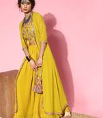 Lemon embroidered georgette salwar