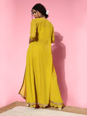 Lemon embroidered georgette salwar 2