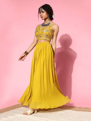 Lemon embroidered georgette salwar 3