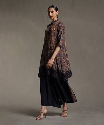 Indigo Printed Kurta With Palazzo by RITU KUMAR 2