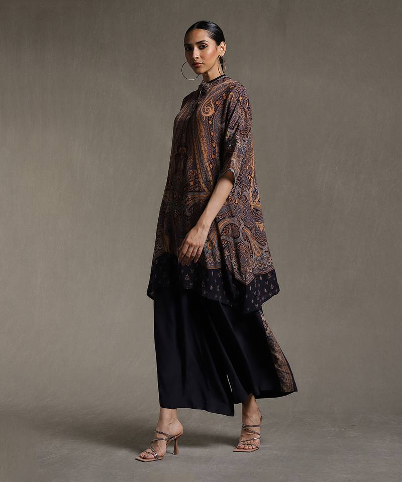 Indigo Printed Kurta With Palazzo by RITU KUMAR