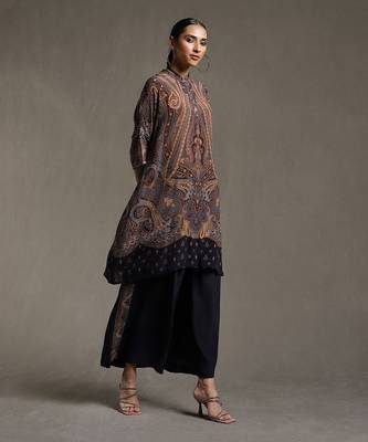 Indigo Printed Kurta With Palazzo by RITU KUMAR 3