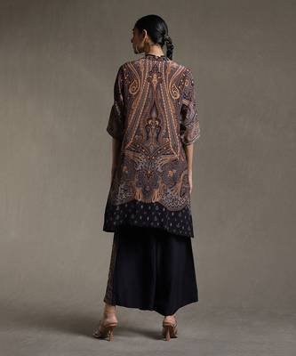 Indigo Printed Kurta With Palazzo by RITU KUMAR 4